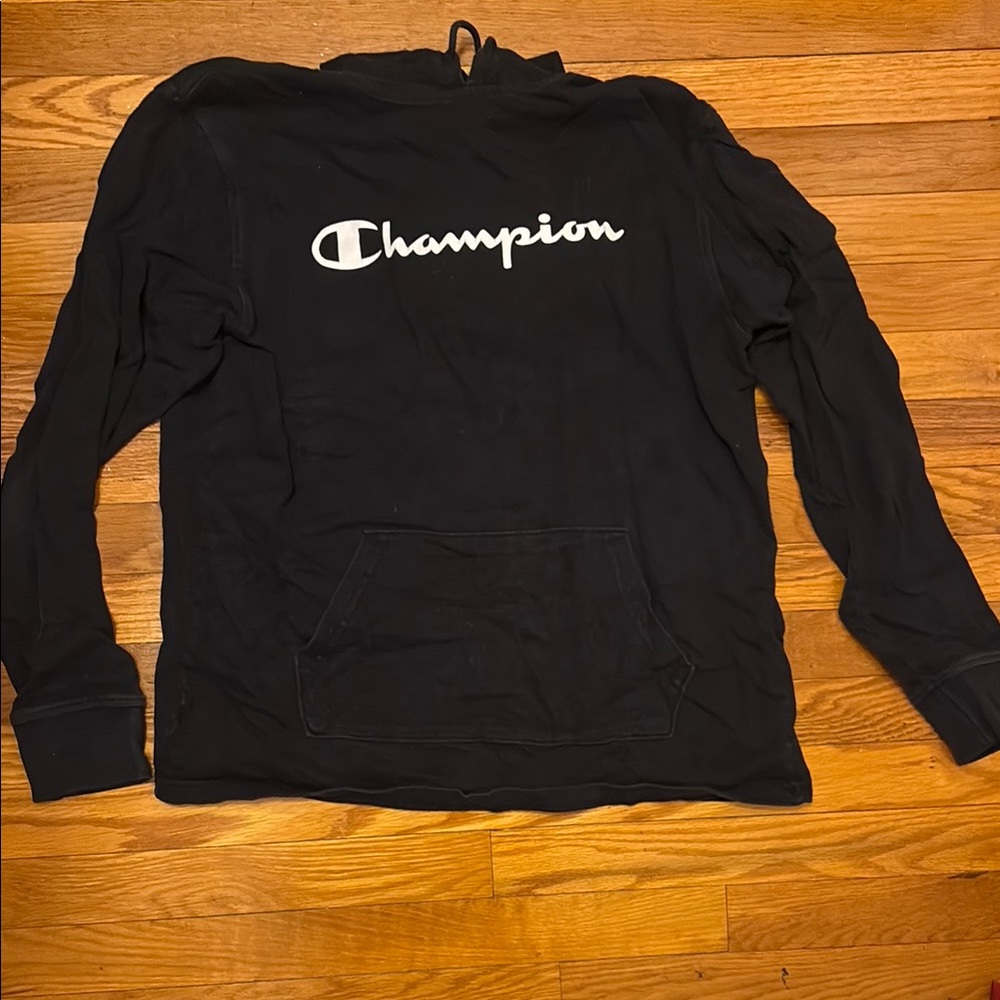 Champion Black Crew Neck Sweater Classic Logo